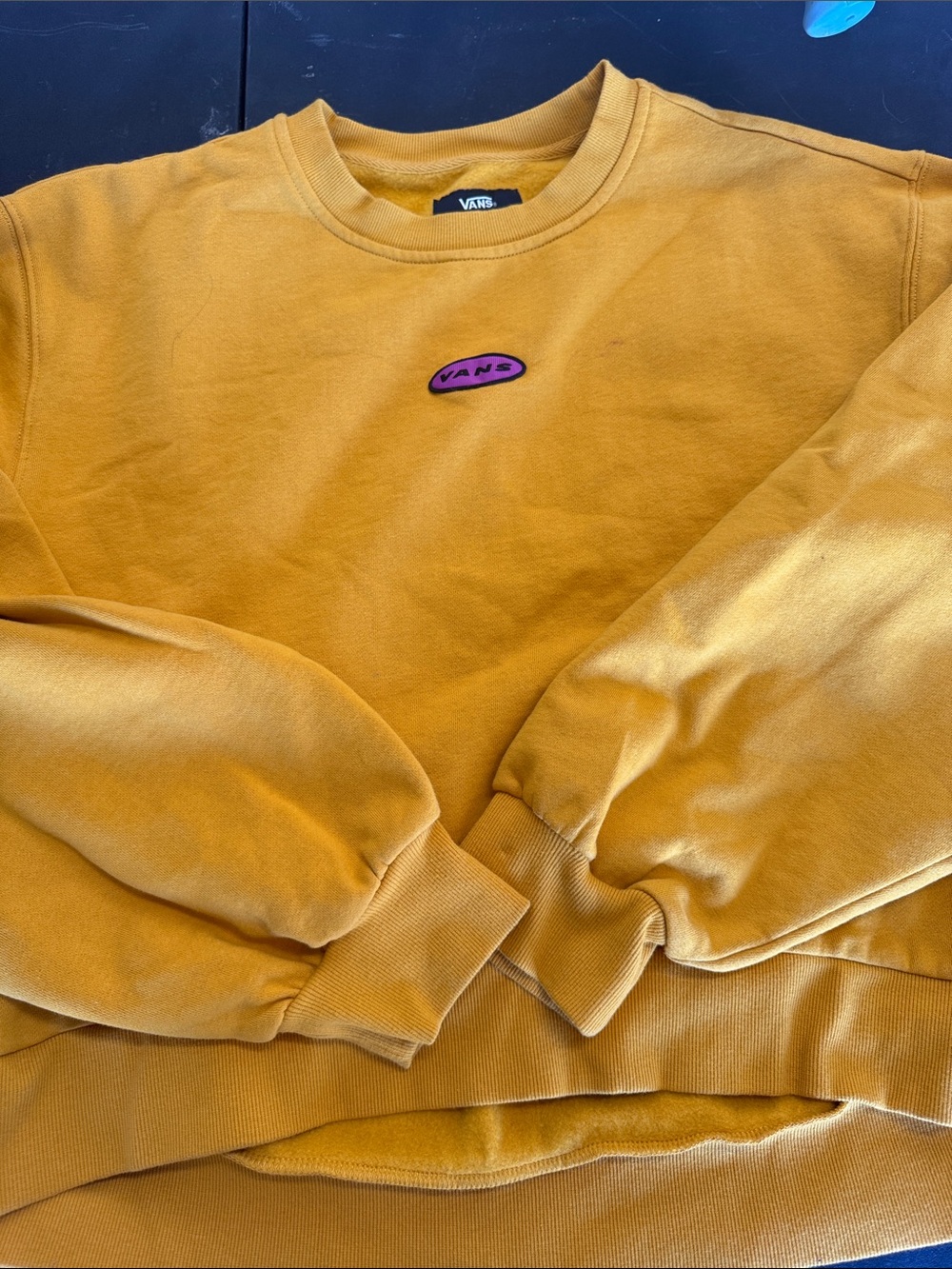 Vans Mustard Yellow Pullover Sweatshirt with Small Logo Patch